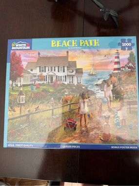 New White Mountain "Beach Path" 1000-Piece Puzzle - Coastal Multicolor